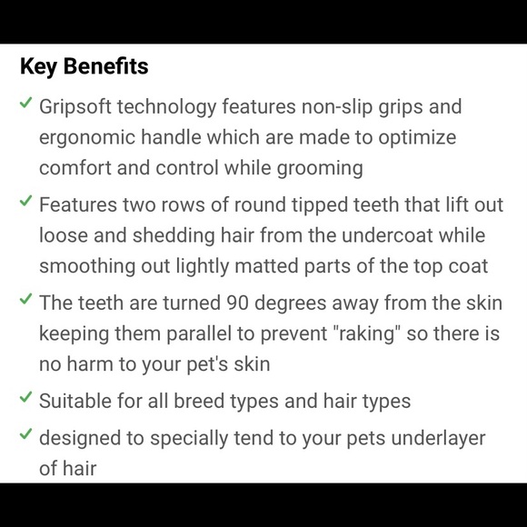 JW Pet Gripsoft Double Row Undercoat Rake - Picture 4 of 9